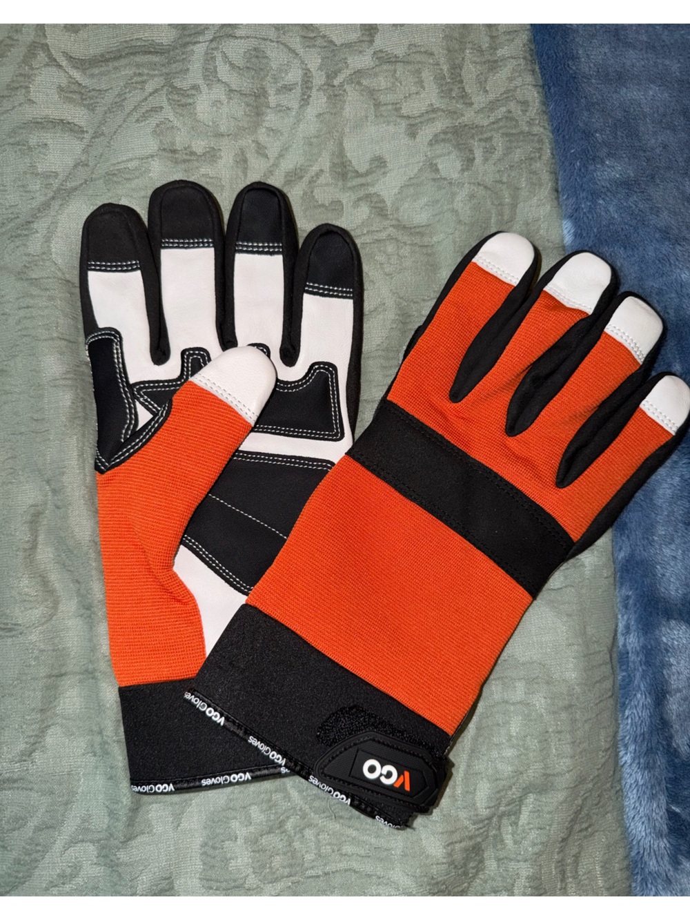 Men's Orange and Black Work Gloves - Tactical Grip